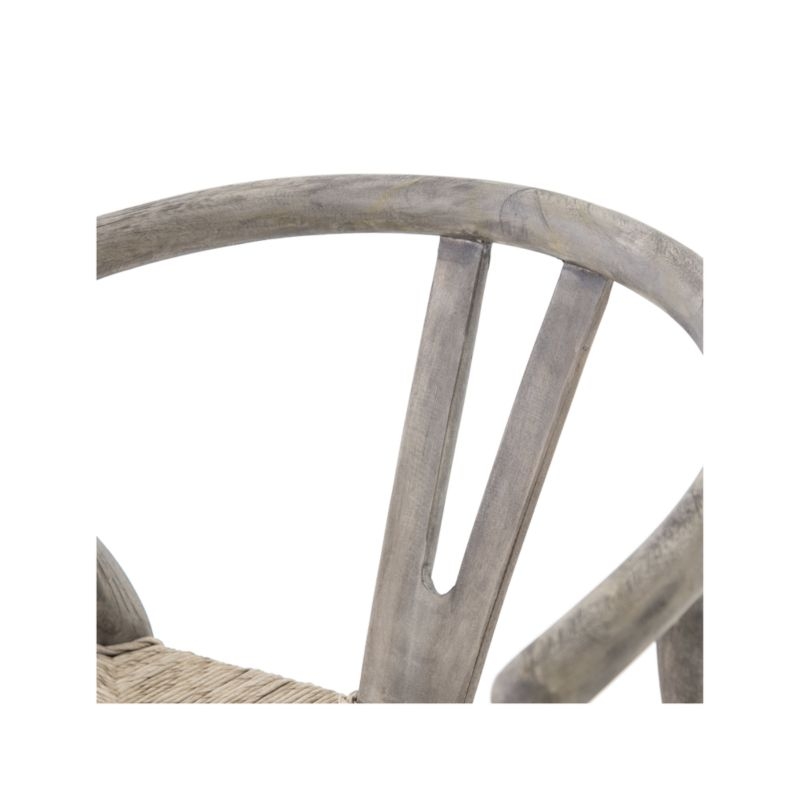 Crescent Weathered Grey Wood Wishbone Dining Chair - Image 4