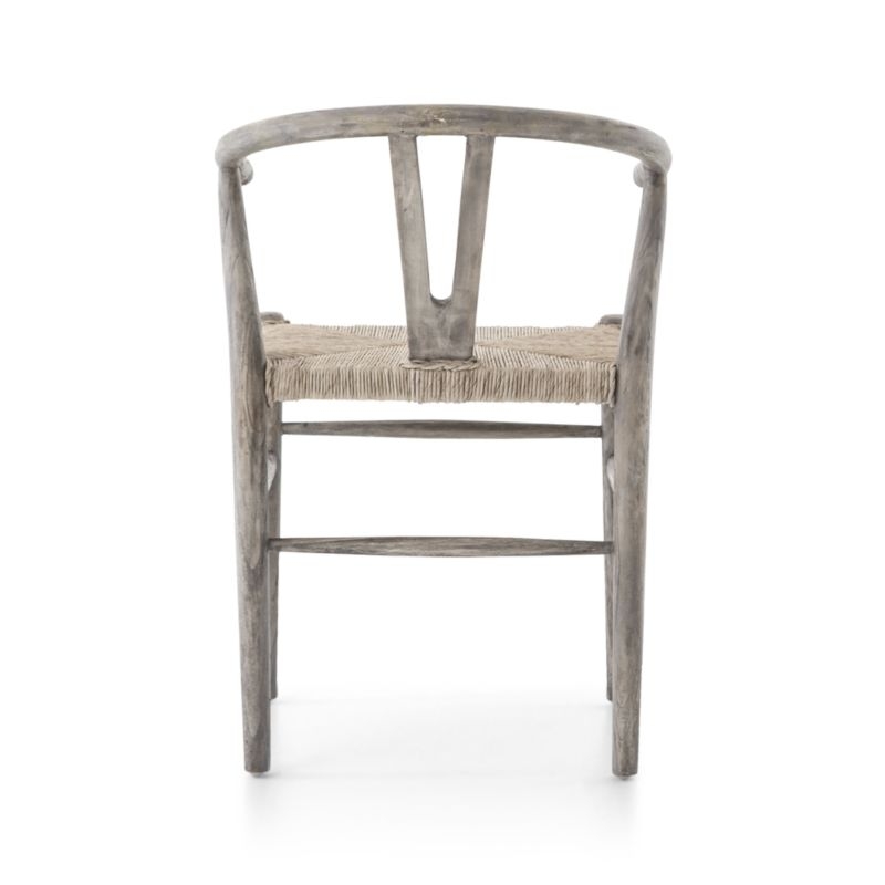 Crescent Weathered Grey Wood Wishbone Dining Chair - Image 5