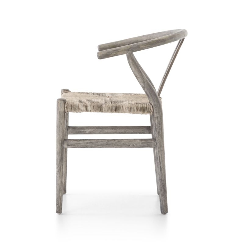 Crescent Weathered Grey Wood Wishbone Dining Chair - Image 7