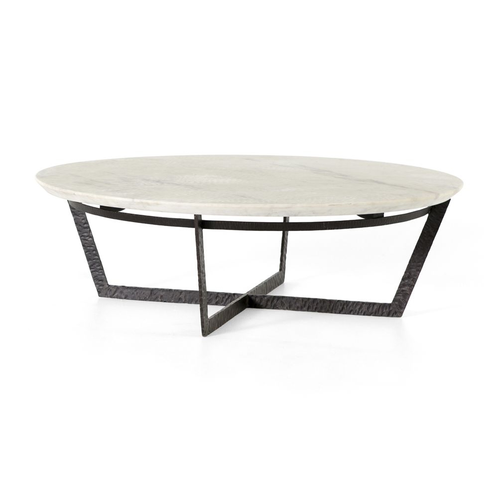 Verdad White Marble and Iron 48" Round Coffee Table - Image 0