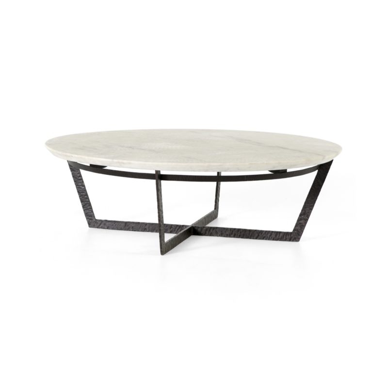 Verdad White Marble and Iron 48" Round Coffee Table - Image 1