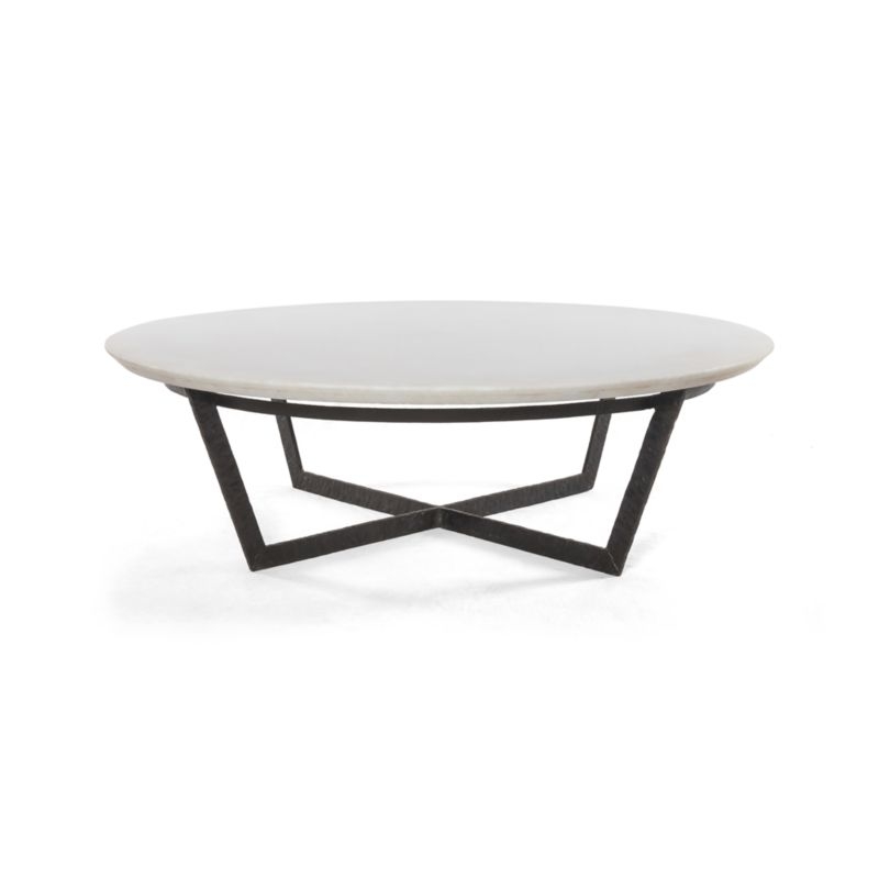 Verdad White Marble and Iron 48" Round Coffee Table - Image 2