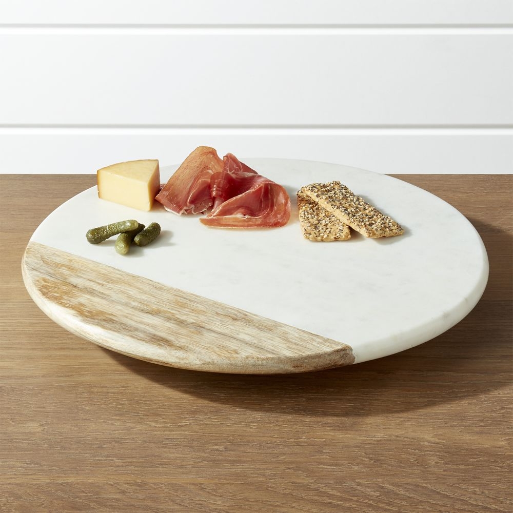 Wood and Marble Lazy Susan - Image 0