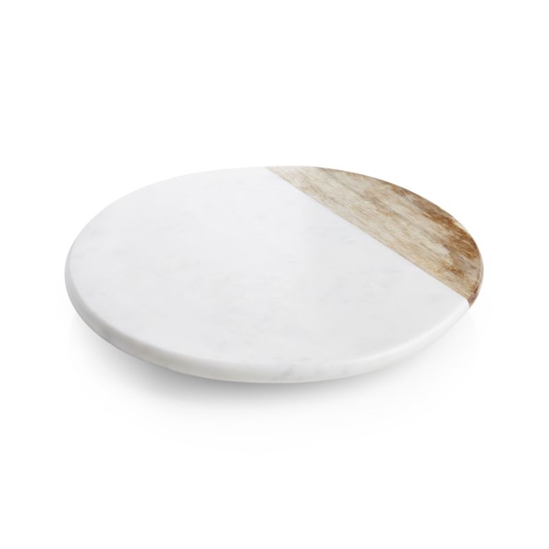 Wood and Marble Lazy Susan - Image 1