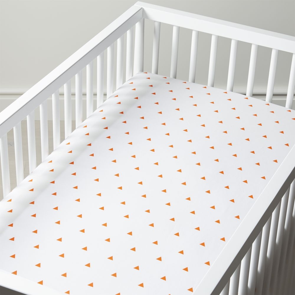 Organic Little Prints Orange Triangle Crib Fitted Sheet - Image 0