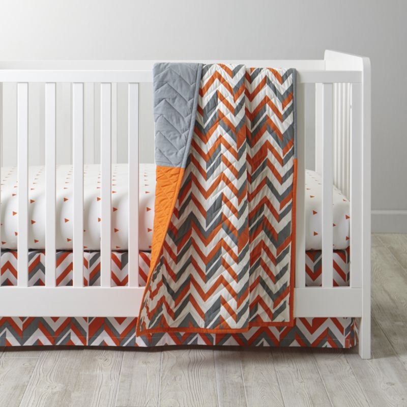 Organic Little Prints Orange Triangle Crib Fitted Sheet - Image 1