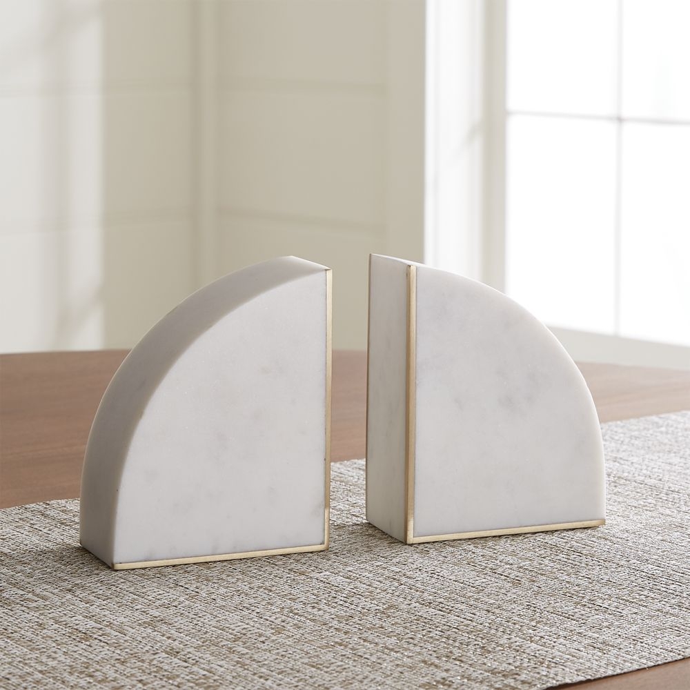 White Marble Bookends, Set of 2 - Image 3