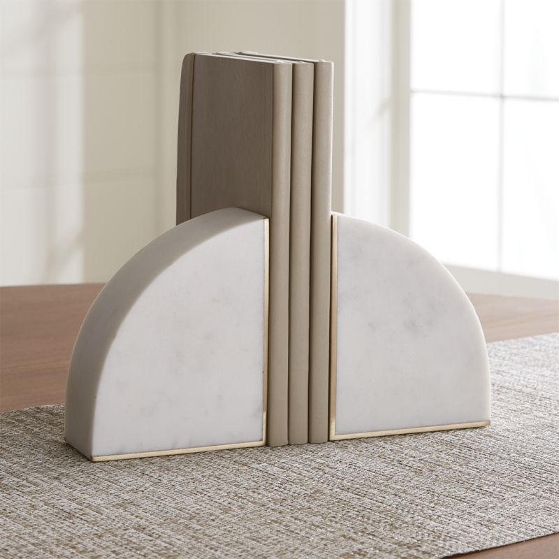 White Marble Bookends, Set of 2 - Image 4
