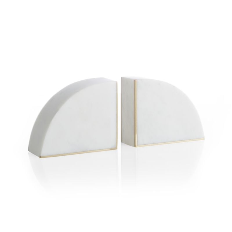 White Marble Bookends, Set of 2 - Image 0
