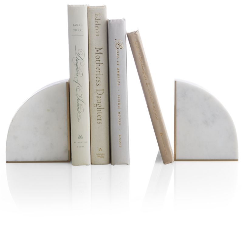 White Marble Bookends, Set of 2 - Image 2