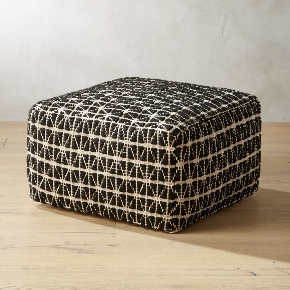 Handwoven Triangle Black and White Pouf - Image 0