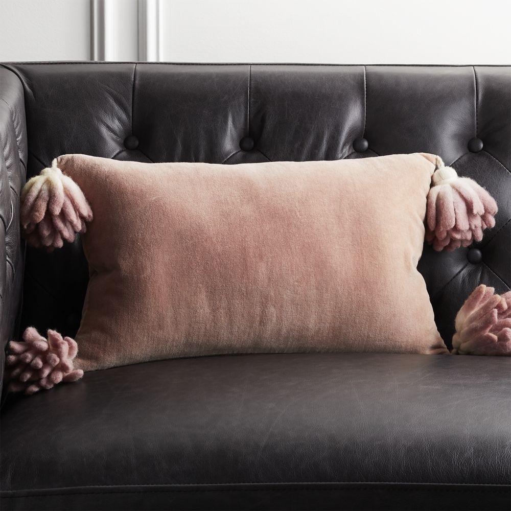 18"x12" Bia Tassel Mauve Velvet Pillow with Down-Alternative Insert - Image 0