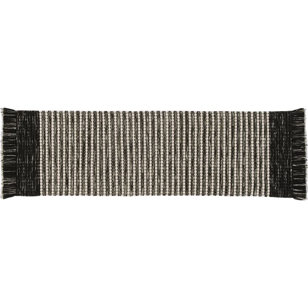 Boucle Black and White Fringe Runner 2.5'x8' - Image 0