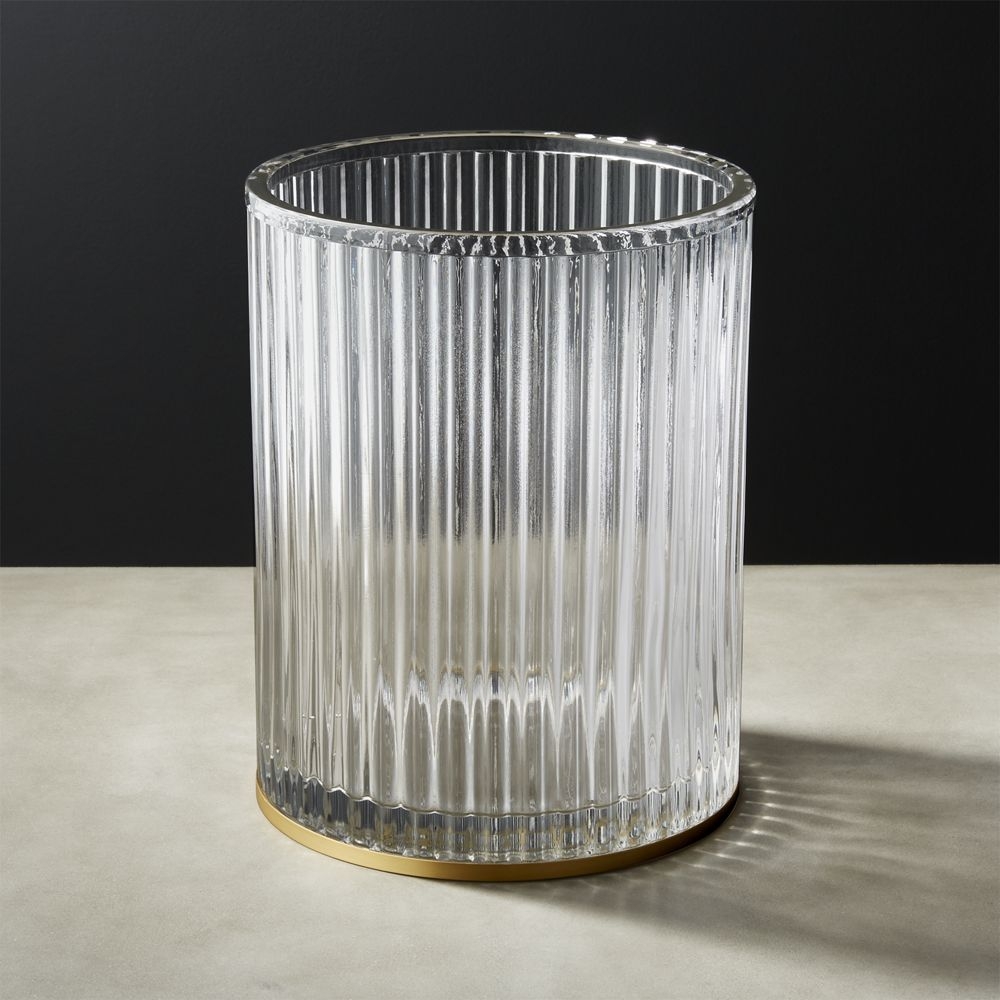 Ribbed Glass Wastebasket - Image 0