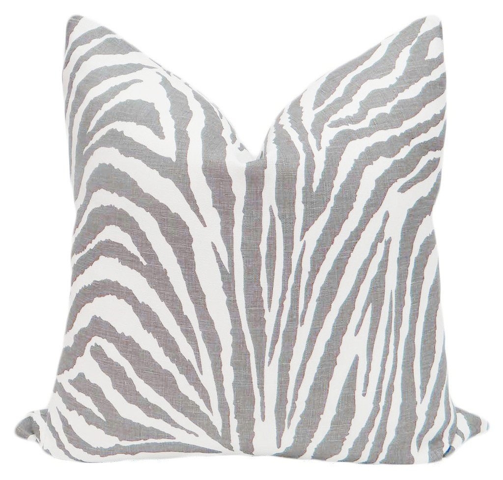 Zebra Linen Print // Grey - 20" X 20" - Image 0