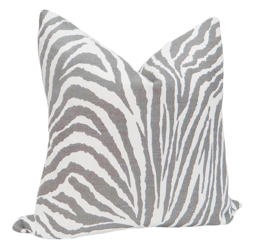 Zebra Linen Print // Grey - 20" X 20" - Image 1