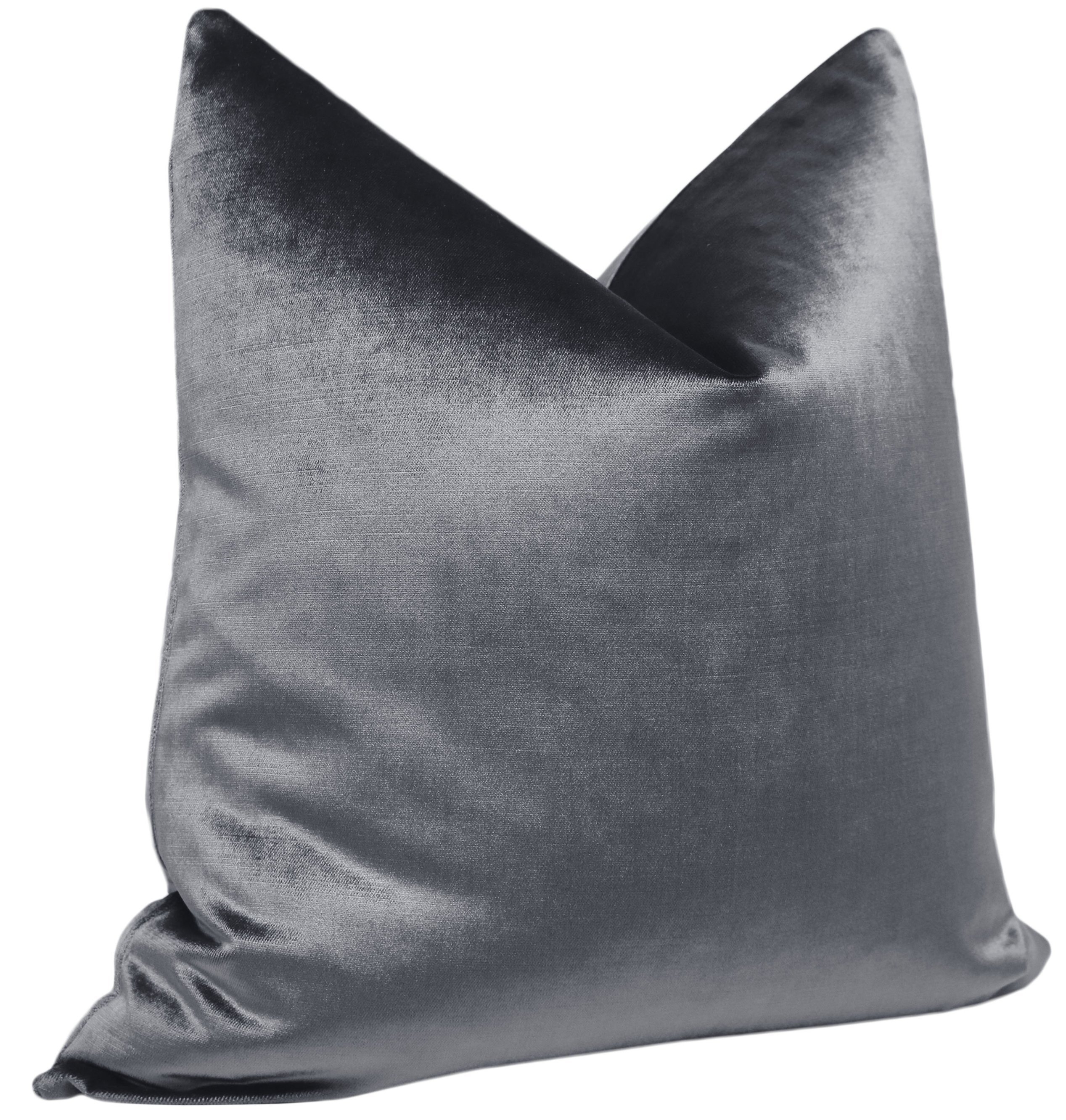 FAUX SILK VELVET // GRAPHITE - XL LUMBAR 14" X 48" - Image 1