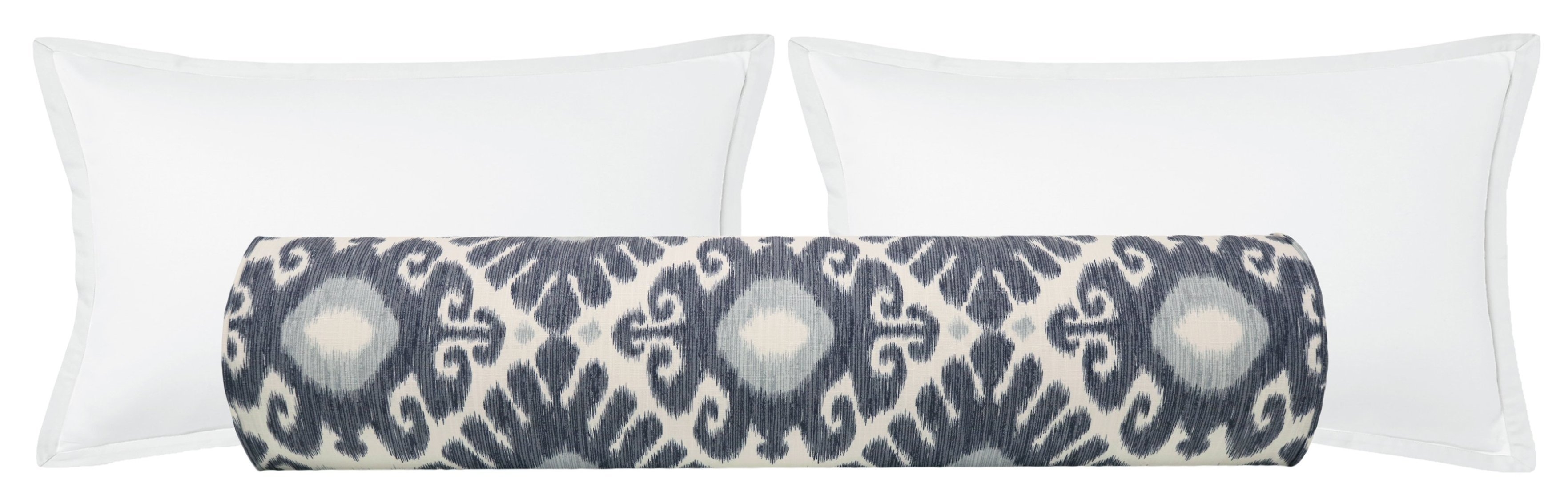 THE BOLSTER :: EAST HAMPTON IKAT // PRUSSIAN BLUE - QUEEN // 9" X 36" - Image 0