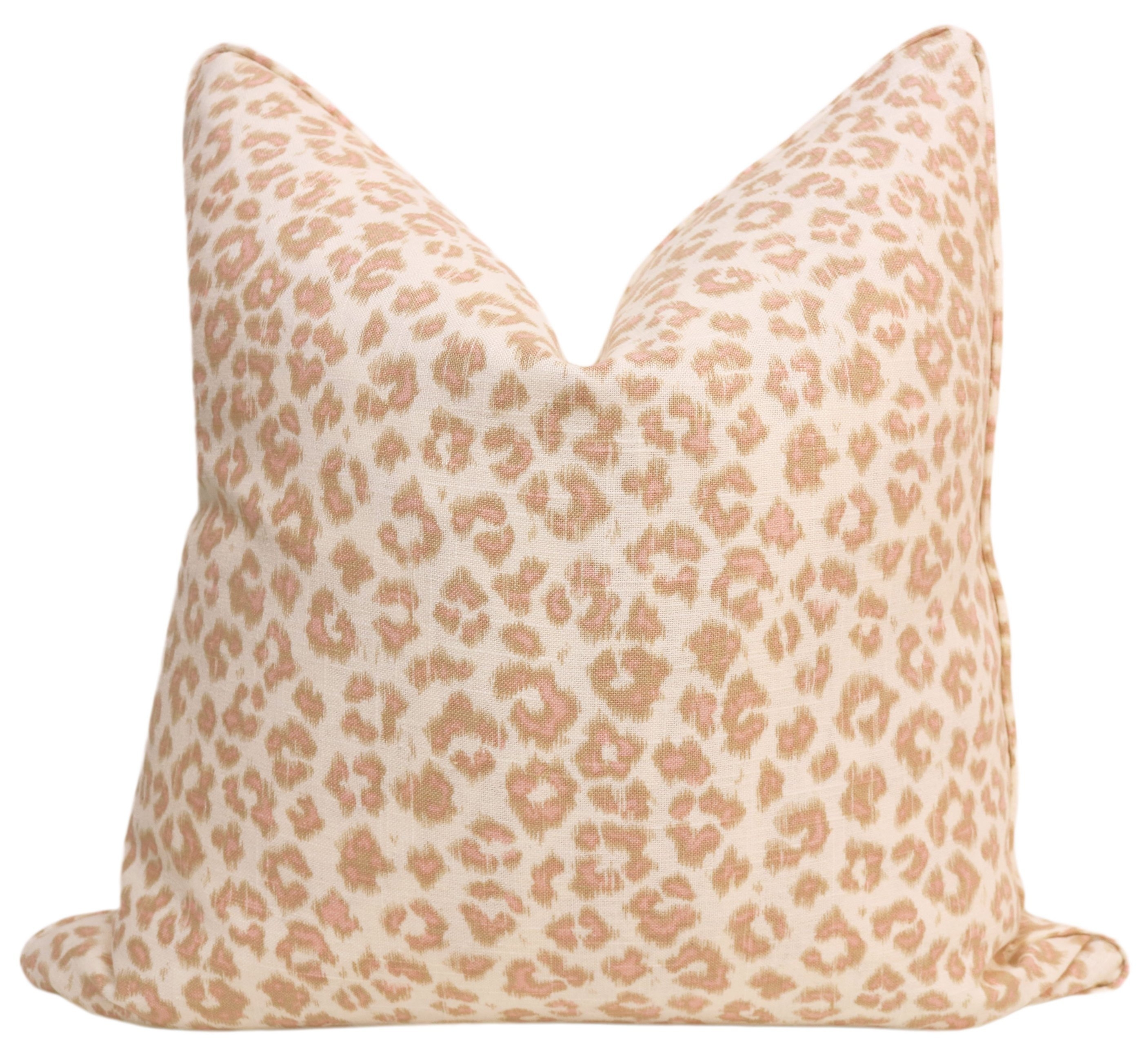 PIPED :: Leopard Linen Print // Blush - 20" X 20" - Image 0