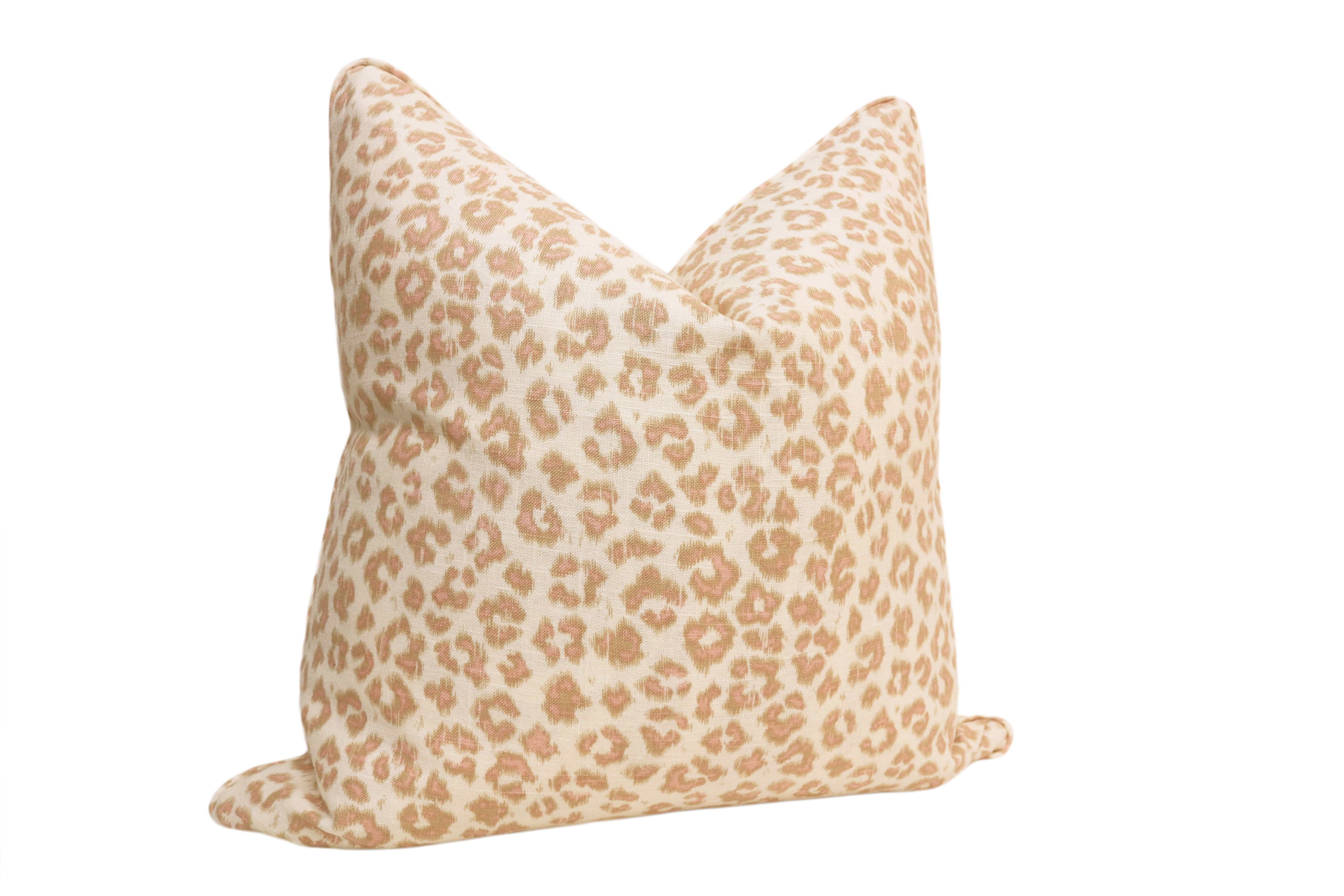 PIPED :: Leopard Linen Print // Blush - 20" X 20" - Image 1