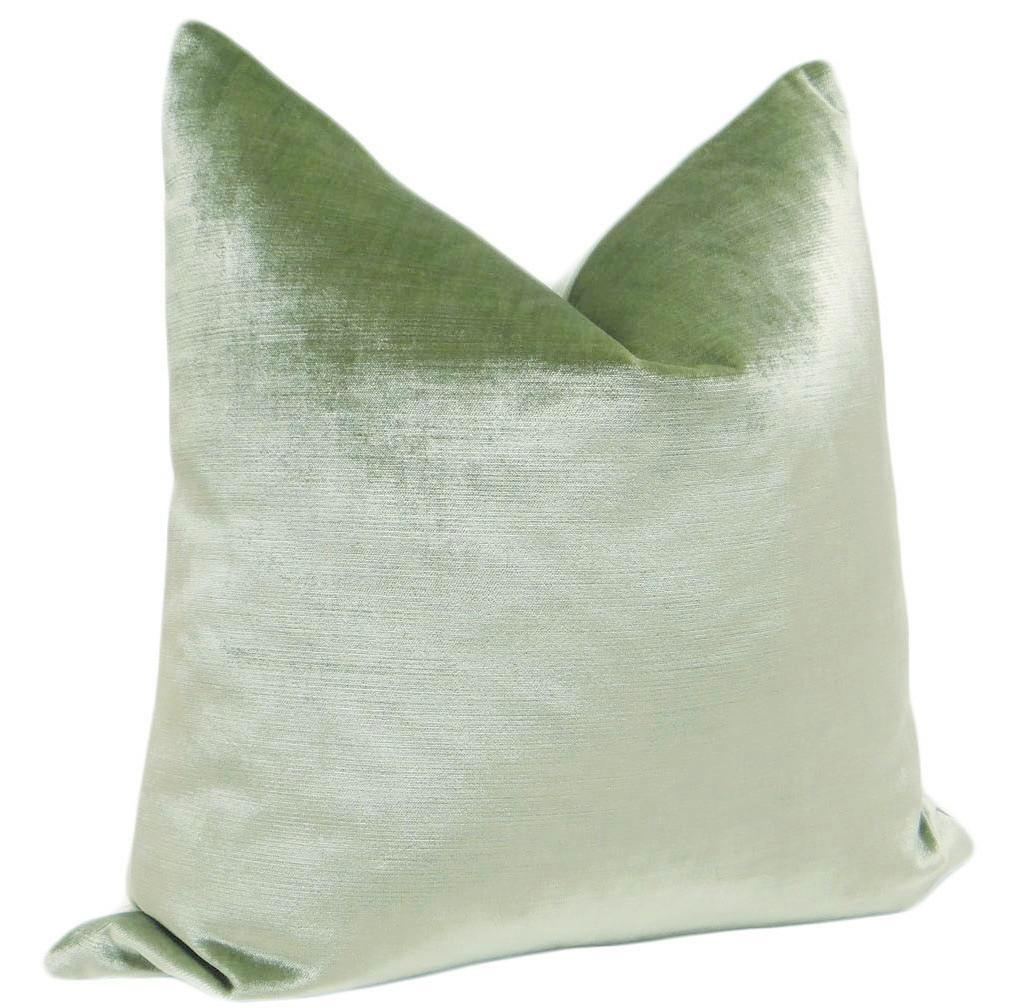 FAUX SILK VELVET // PISTACHIO - 22" X 22" - Image 1