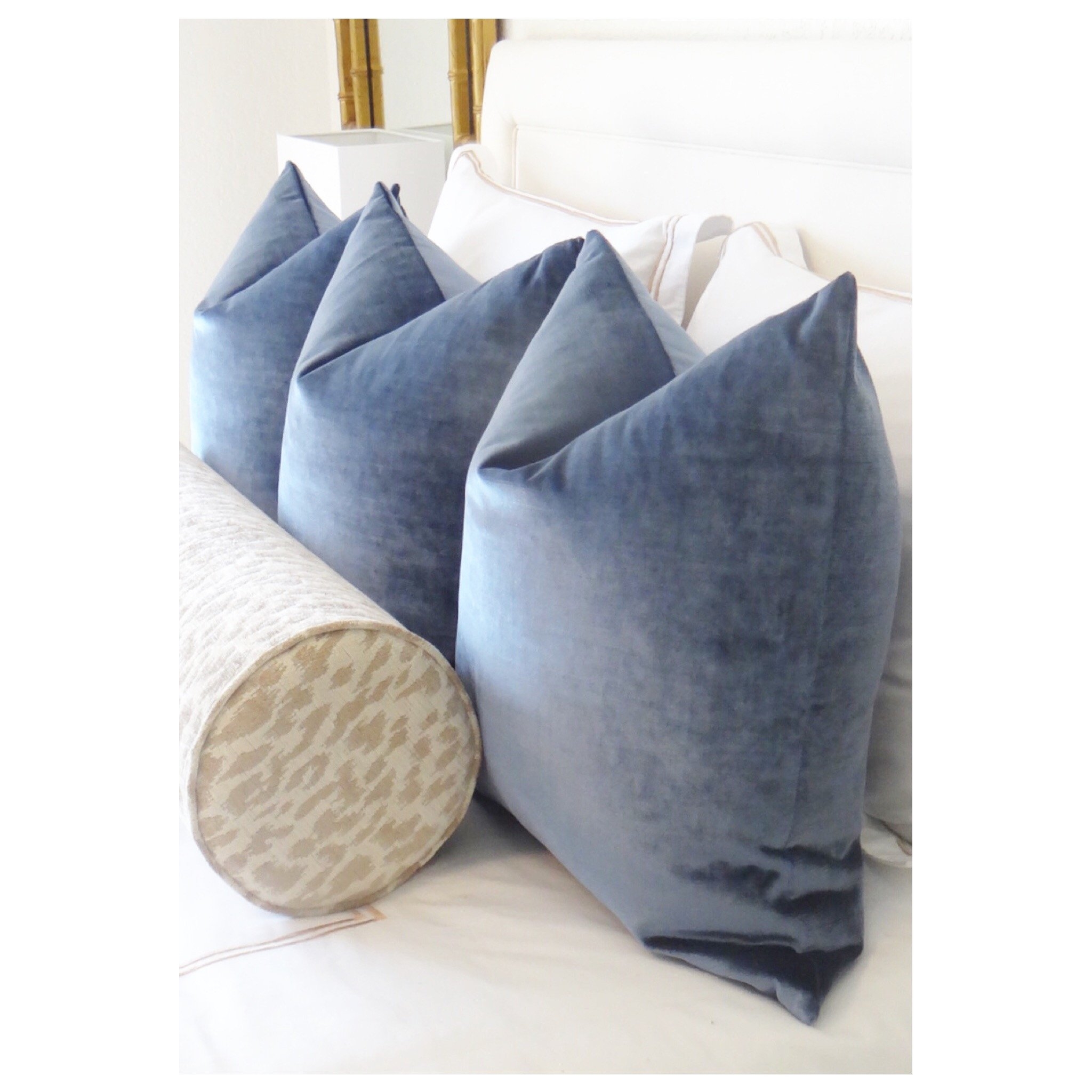 FAUX SILK VELVET // PRUSSIAN BLUE - XL LUMBAR 14" X 48" - Image 3