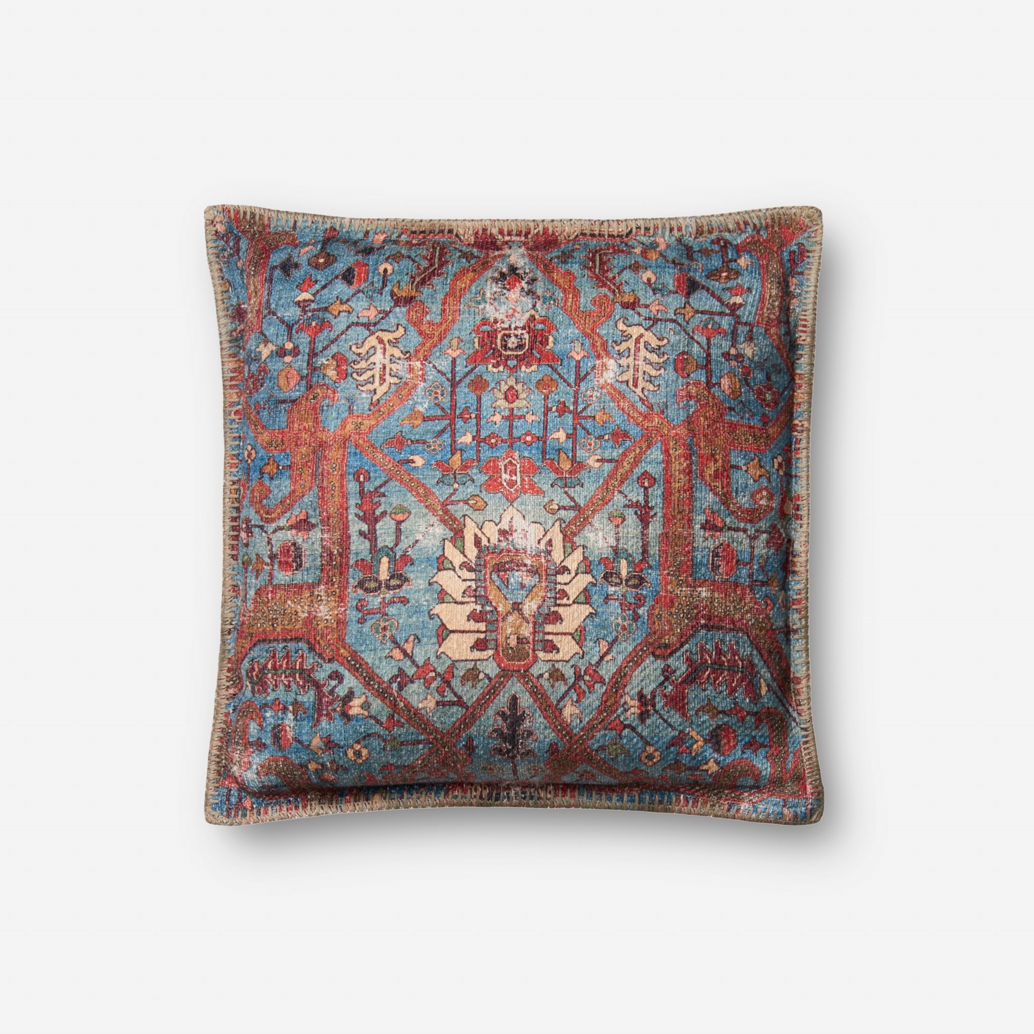 PILLOWS - BLUE / MULTI - 18" X 18" Cover w/Down - Image 0