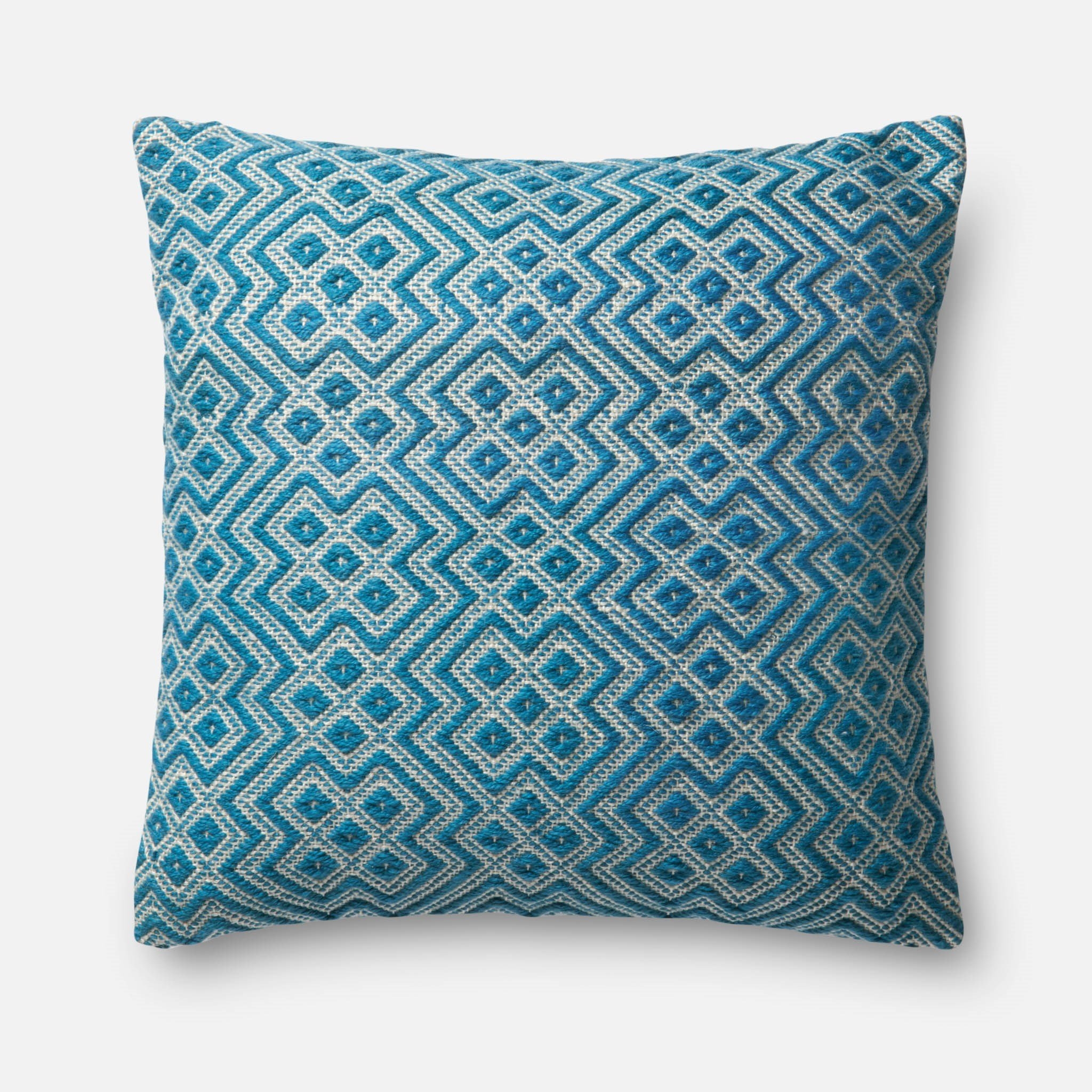 PILLOWS - TEAL / WHITE - 22" X 22" Cover w/Down - Image 0
