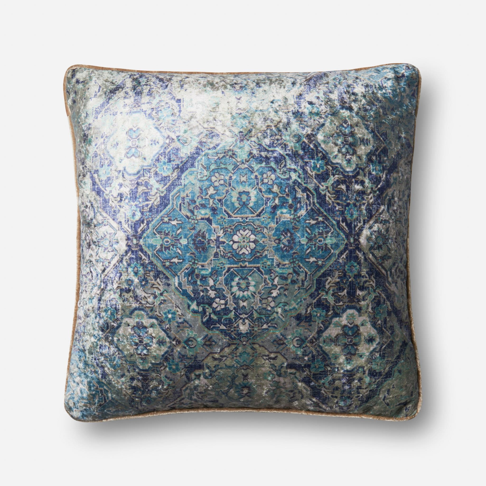 PILLOWS - BLUE - 22" X 22" Cover w/Down - Image 0
