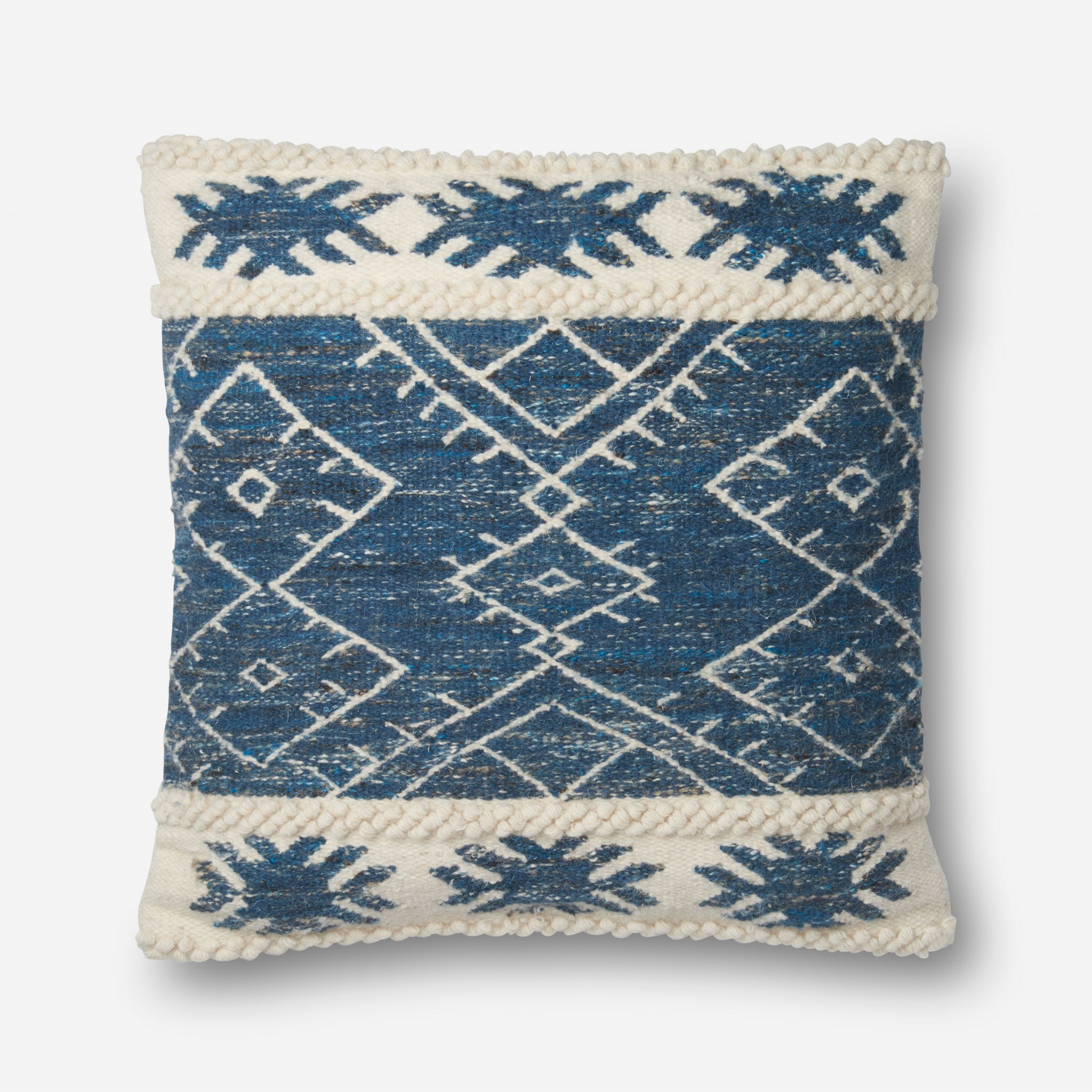 P0619 PILLOWS - BLUE / IVORY - 22" X 22" Cover w/Down - Image 0