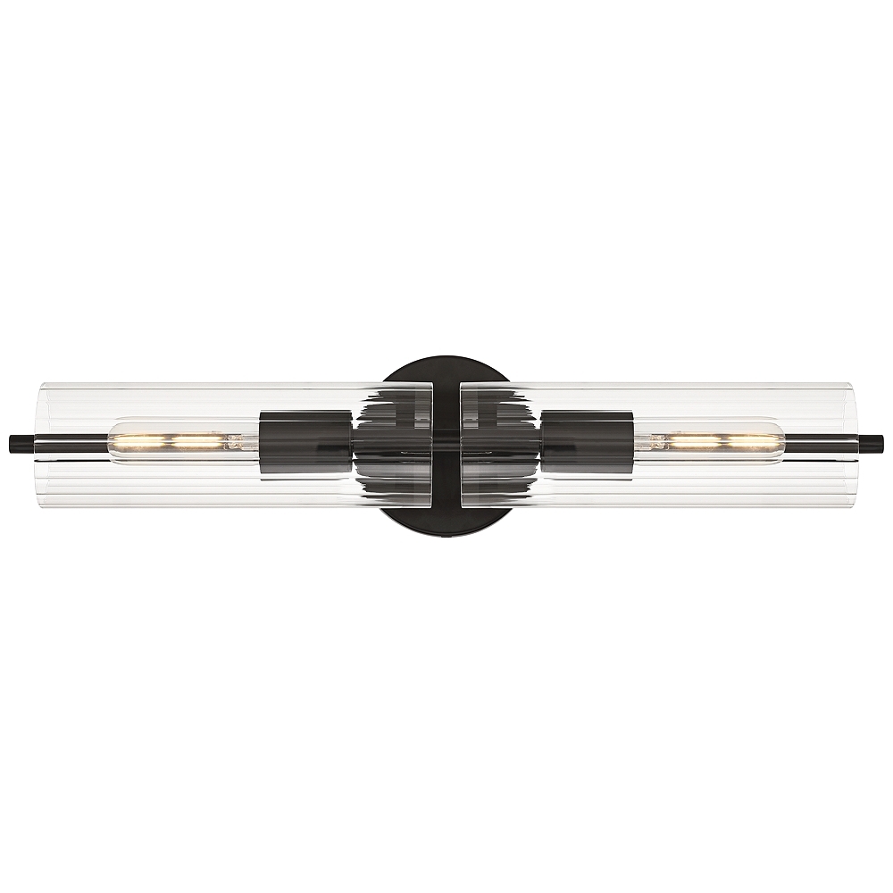 Possini Euro Taurus 22" Wide Matte Black 2-Light Bath Light - Image 0