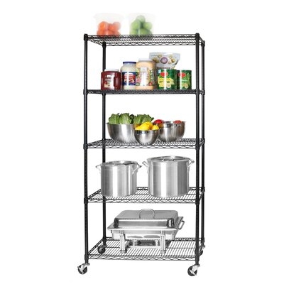 Beaton Classics Ultradurable Commercial-grade 5-tier Nsf-certified Steel Wire Shelving With Wheels, 36" X 18" X 72", Black - Image 0