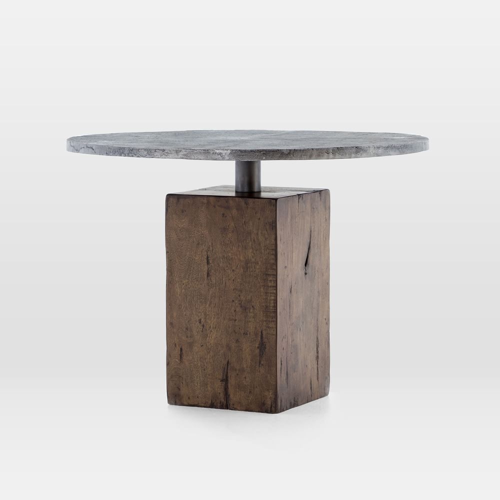 Reclaimed Wood Base Pedestal Dining Table, Round, 42" - Image 0