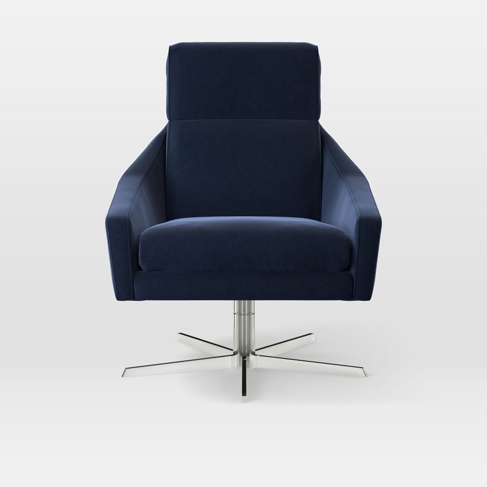 Austin Swivel Chair, Performance Velvet, Ink Blue - Image 0