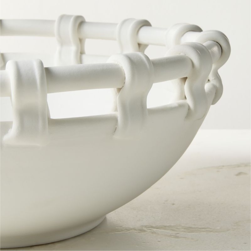 Mondovi White Ceramic Decorative Bowl - Image 3