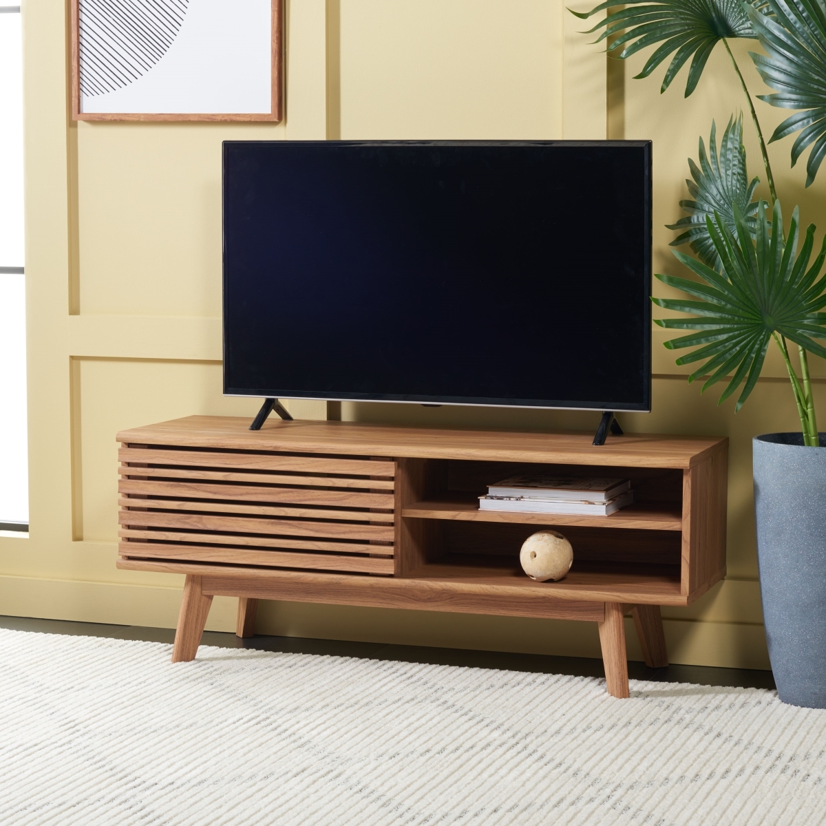 Aurelio 1 Shelf Media Stand - Oak - Safavieh - Image 1