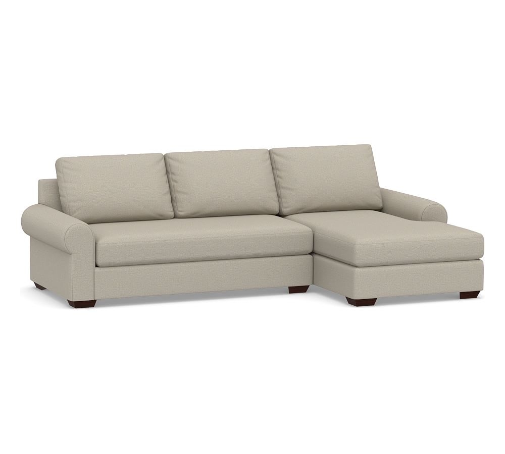 Big Sur Roll Arm Upholstered Left Arm Loveseat with Chaise Sectional and Bench Cushion, Down Blend Wrapped Cushions, Performance Boucle Fog - Image 0