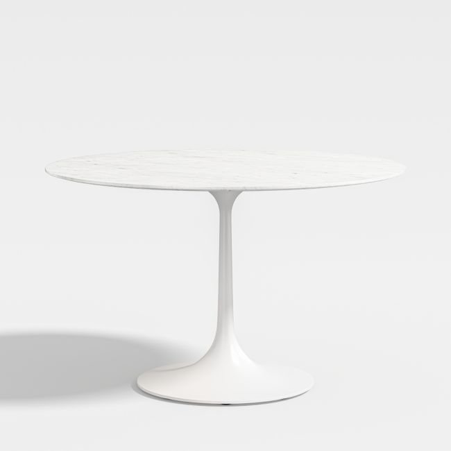 Nero 48" Round White Marble Dining Table with White Base - Image 0