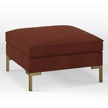 Modular - Modern Thin Legs Ottoman, Velvet Burnt Orange - Image 0
