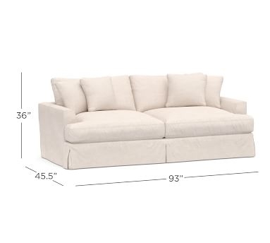 Sullivan Fin Arm Deep Seat Slipcovered Sofa 86", Down Blend Wrapped Cushions, Sunbrella(R) Performance Slub Tweed White - Image 3