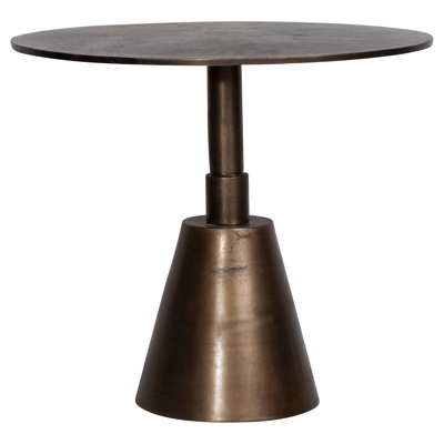 Jheremy 34-inch Round Aluminum Oil Brass Finished Pedestal Base BistroTable - Image 0