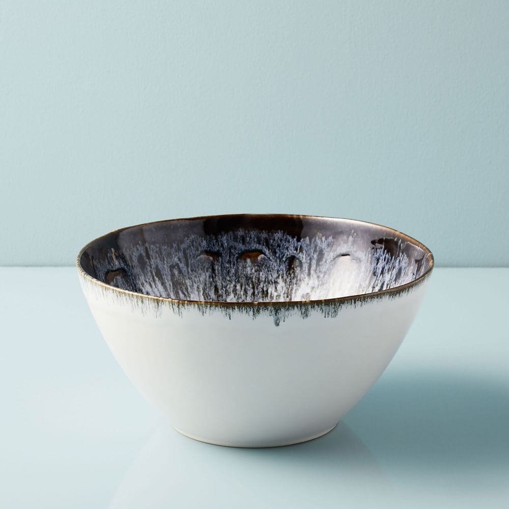Reactive Glaze Tall Bowl, Black + White - Image 0