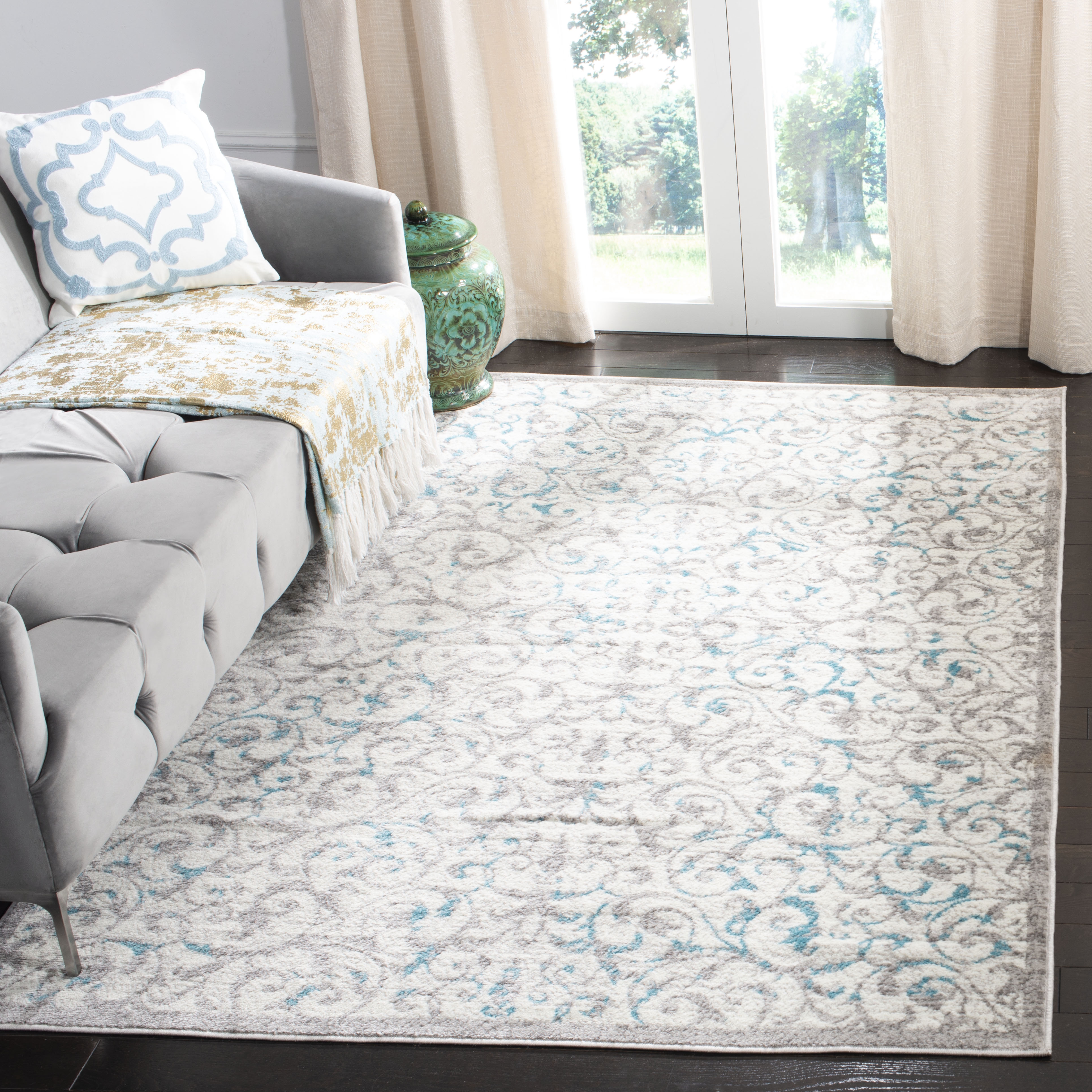 Arlo Home Woven Area Rug, SKY198D, Ivory/Blue,  8' X 10' - Image 1