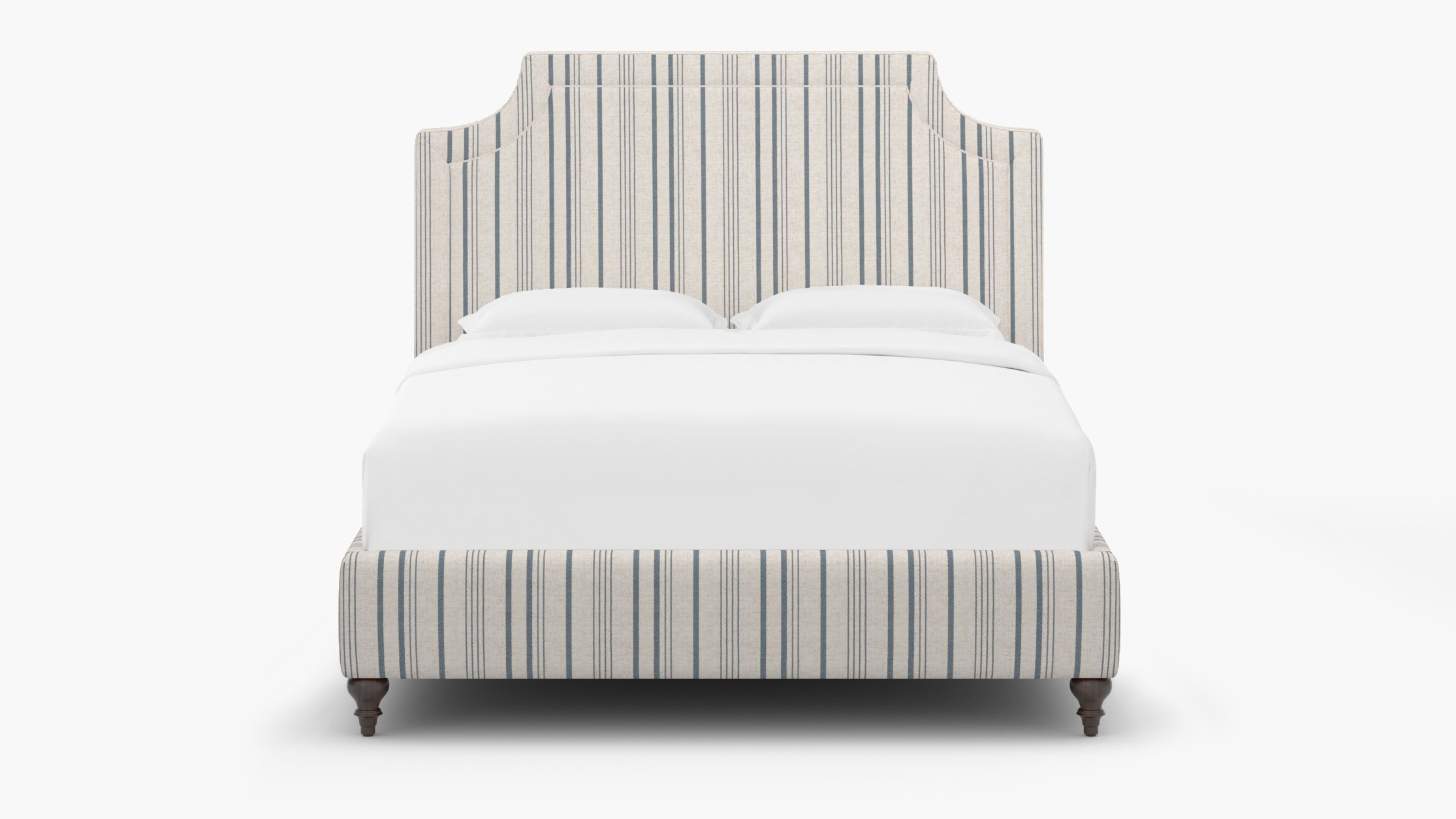 Deco Bed, Blue Market Stripe, Espresso Traditional Turned Leg, King - Image 0
