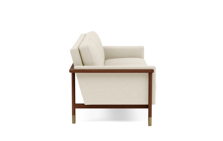 Jason Wu Sofa with Beige Linen Fabric and Oiled Walnut with Brass Cap legs - Image 2