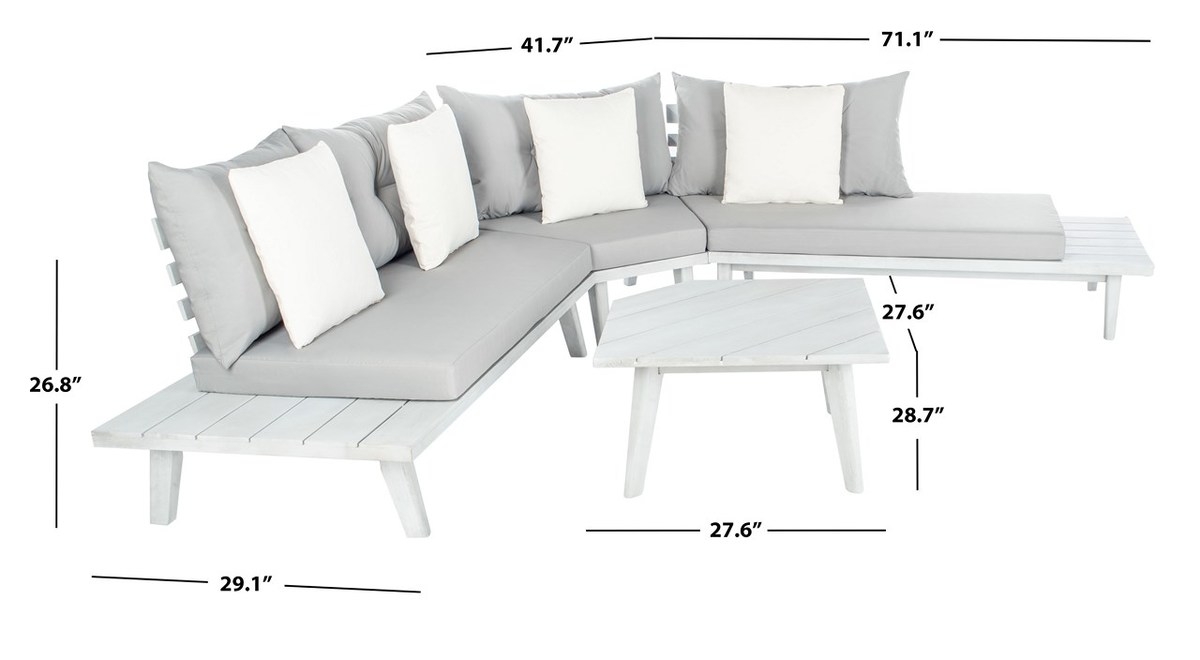 Lansen 4 Pc Corner Living Set - Grey/Gry + Solid P - Safavieh - Image 6