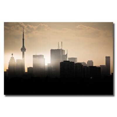 'Toronto Skyline Sunset From The Pape Ave Bridge No 1' - Photographic Print On Wrapped Canvas - Image 0