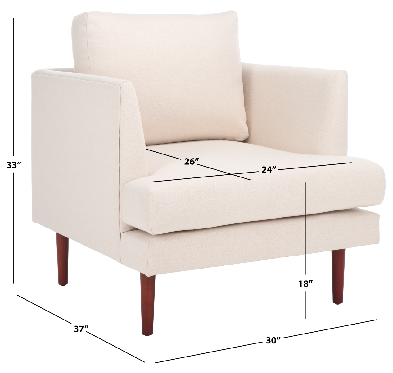 Hampshire Accent Chair - Bone / Walnut - Safavieh - Image 9