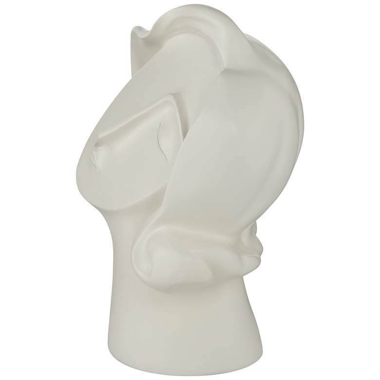 Woman Head Matte High Bust Sculpture, White, 12" - Image 5