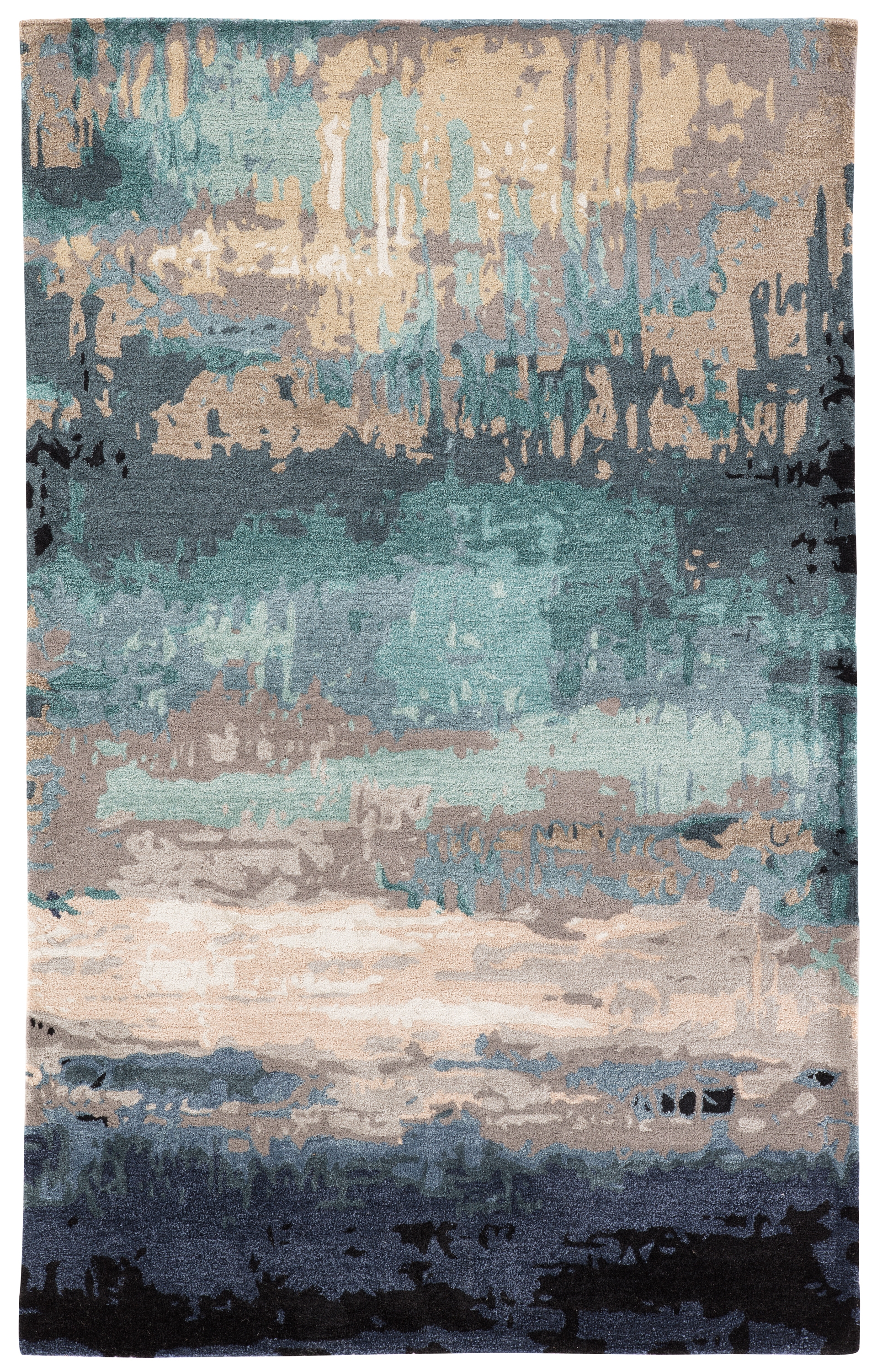 Benna Handmade Abstract Blue/ Gray Area Rug (5'X8') - Image 0